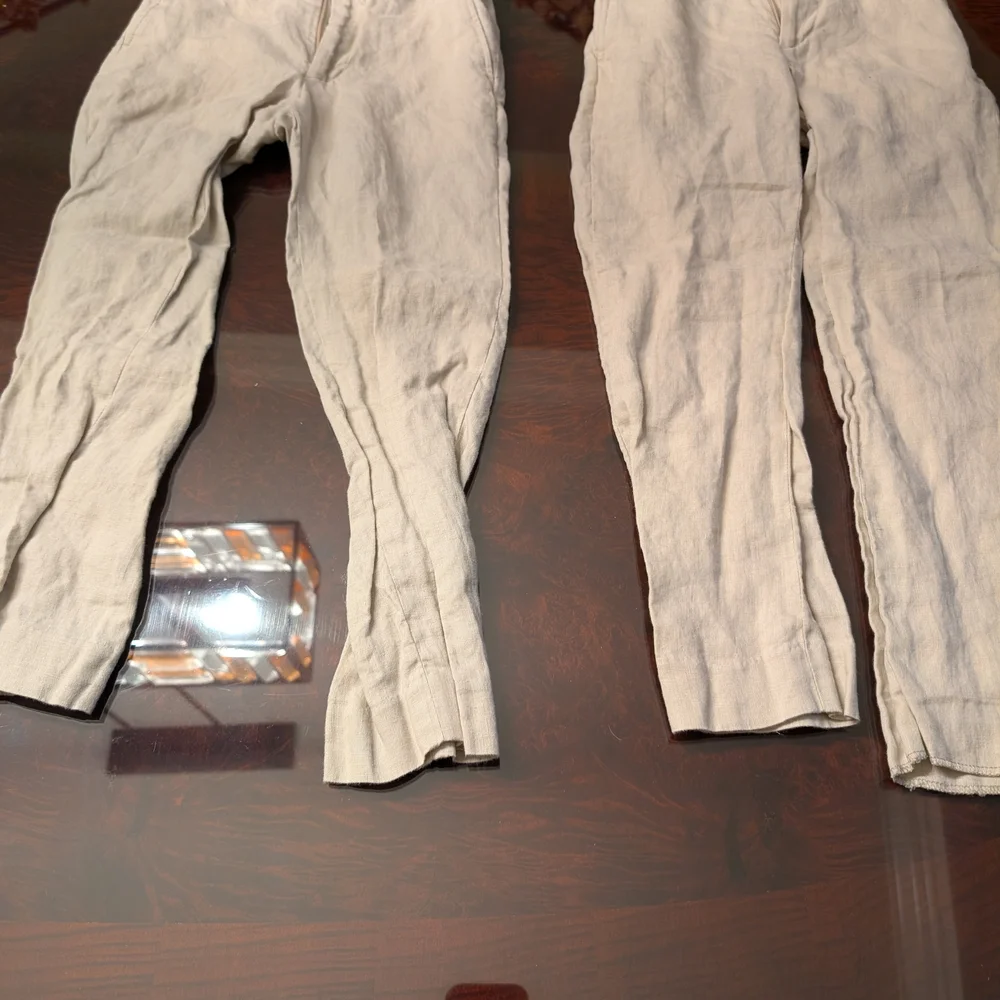 Boys Ralph Lauren Light Beige Adjustable Waist Linen Pants - Picture 2 of 6